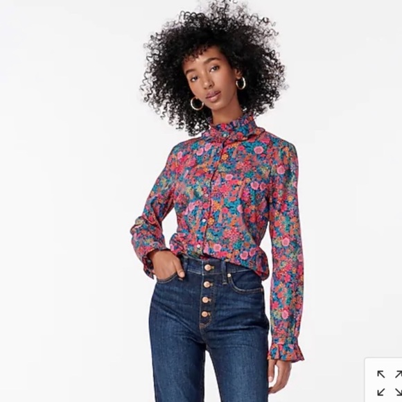 J. Crew Tops - JCrew Classic-fit floral boy shirt with ruffle sleeves